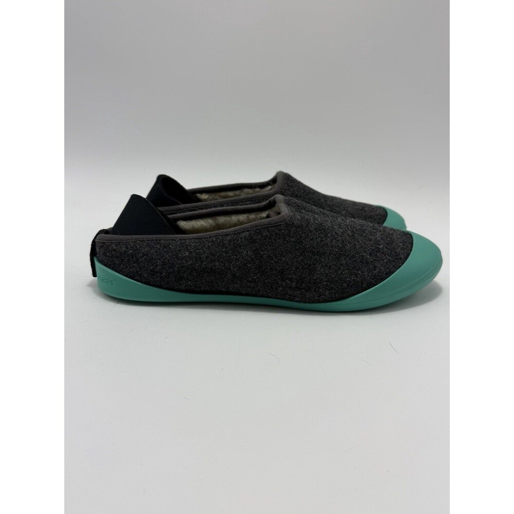 Mahabis Classic Gray Slippers Women's Sz 8.5-9 EU 40 Wool Detachable Teal Sole